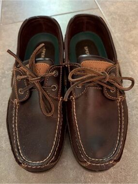 Sperry Dark Brown Leather Men's Boat Shoes with Lace Tie EUC